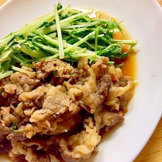 牛肉と水菜のすき焼き味!関西風